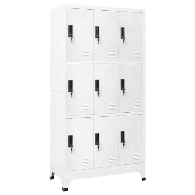 Armadietto con Serratura Bianco 90x45x180 cm in Acciaio