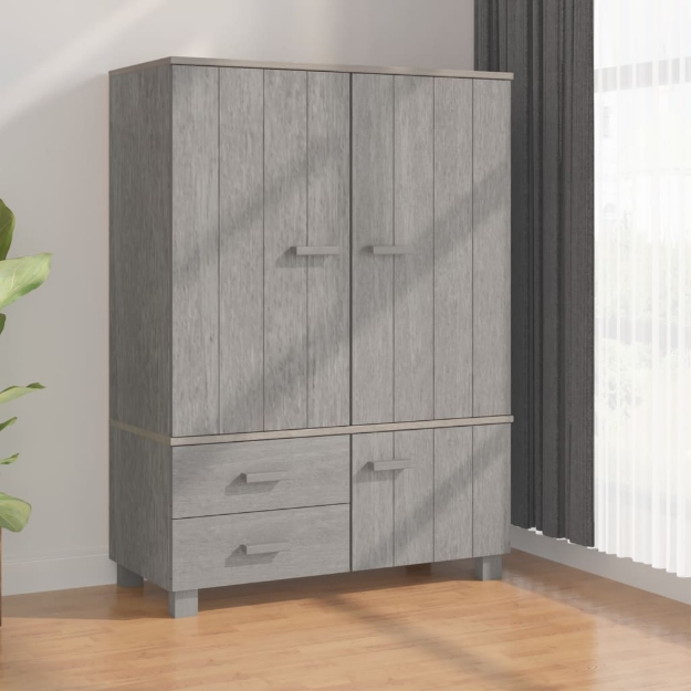 Armadio HAMAR Grigio Chiaro 99x45x137 cm Legno Massello di Pino