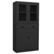 Armadio per Ufficio Antracite 90x40x180 cm in Acciaio e Vetro
