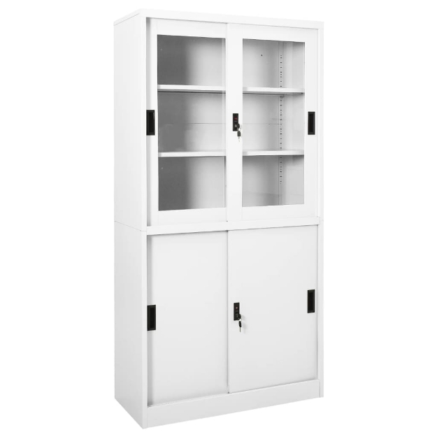 Armadio per Ufficio Anta Scorrevole Bianco 90x40x180 cm Acciaio