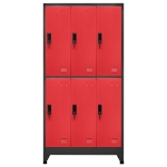 Armadietto con Serratura Antracite e Rosso 90x45x180cm Acciaio