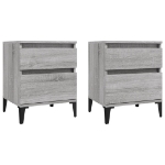 Comodino 2 pz Grigio Sonoma 40x35x50 cm