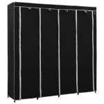 Guardaroba con 4 Scomparti Nero 175x45x170 cm