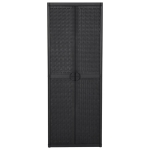 Armadio da Giardino Nero 65x45x172 cm in Rattan PP