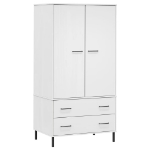 Armadio Gambe Metallo Bianco 90x55x172,5 cm Legno Massello OSLO