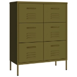 Cassettiera Verde Oliva 80x35x101,5 cm in Acciaio