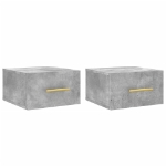 Comodini a Muro 2 pz Grigio Cemento 35x35x20 cm