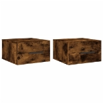 Comodini a Muro 2 pz Rovere Fumo 35x35x20 cm