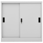 Armadio Ufficio Anta Scorrevole GrigioChiaro 90x40x90cm Acciaio