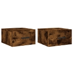 Comodini a Muro 2 pz Rovere Fumo 35x35x20 cm