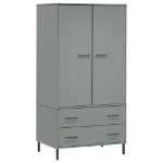 Armadio Gambe Metallo Grigio 90x55x172,5 cm Legno Massello OSLO