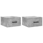 Comodini a Muro 2 pz Grigio Cemento 35x35x20 cm