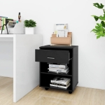 Mobiletto con Rotelle Nero 46x36x59 cm in Truciolato