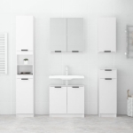 Armadietto da Bagno Bianco 64,5x33,5x59 cm in Legno Multistrato