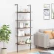 Scaffale Pendente 5 Livelli Marrone Scuro e Nero 64x35x185 cm
