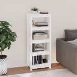 Libreria Bianca 50x35x125,5 cm in Legno Massello di Pino