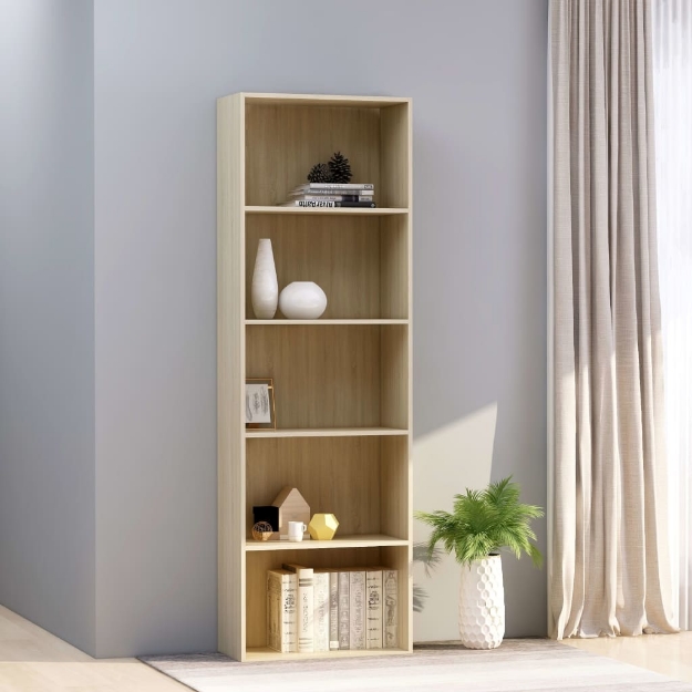 Libreria 5 Ripiani Rovere Sonoma 60x30x189 cm Legno Multistrato