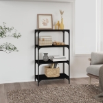 Mobile Porta Libri Nero 60x33x100cm Legno Multistrato e Acciaio