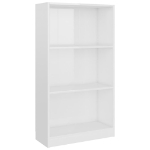 Libreria a 3 Ripiani Bianco Lucido 60x24x109 cm in Multistrato