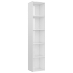 Libreria Bianco Lucido 40x30x189 cm in Legno Multistrato