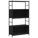 Libreria Nera 80x30x145,5 cm in Legno Multistrato e Ferro