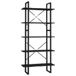 Libreria a 5 Ripiani Nera 80x30x175 cm in Legno Multistrato