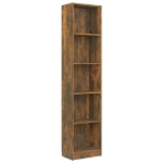 Libreria a 5 Ripiani Rovere Fumo 40x24x175 cm Legno Multistrato