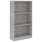 Libreria a 3 Ripiani Cemento 60x24x109 cm in Legno Multistrato