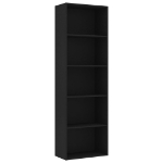 Libreria a 5 Ripiani Nera 60x30x189 cm in Legno Multistrato