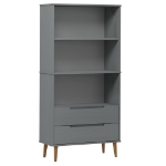 Libreria MOLDE Grigia 85x35x170,5 cm in Legno Massello di Pino