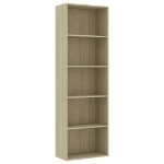 Libreria 5 Ripiani Rovere Sonoma 60x30x189 cm Legno Multistrato