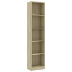 Libreria 5 Ripiani Rovere Sonoma 40x24x175 cm Legno Multistrato