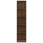 Libreria 5 Ripiani Rovere Marrone 40x24x175cm Legno Multistrato