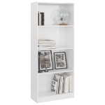 Libreria 4 Ripiani Bianco Lucido 60x24x142 cm Legno Multistrato