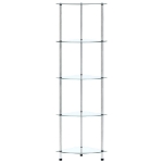 Scaffale a 5 Livelli Trasparente 30x30x130cm in Vetro Temperato