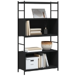 Libreria Nera 80x30x145,5 cm in Legno Multistrato e Ferro