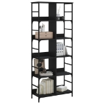 Libreria Nera 78,5x33x188,5 cm in Legno Multistrato