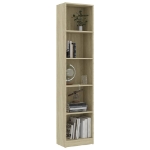 Libreria 5 Ripiani Rovere Sonoma 40x24x175 cm Legno Multistrato