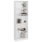 Libreria 5 Ripiani Bianco Lucido 60x24x175 cm Legno Multistrato