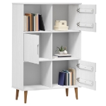 Libreria MOLDE Bianca 90x35x133,5 cm in Legno Massello di Pino