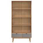 Libreria OTTA con 2 Cassetti Marrone e Grigio in Legno di Pino