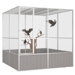 vidaXL Gabbia per Uccelli Grigia 213,5x217,5x211,5 cm Acciaio Zincato