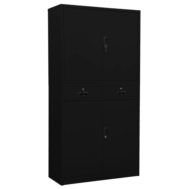 Armadio per Ufficio Nero 90x40x180 cm in Acciaio