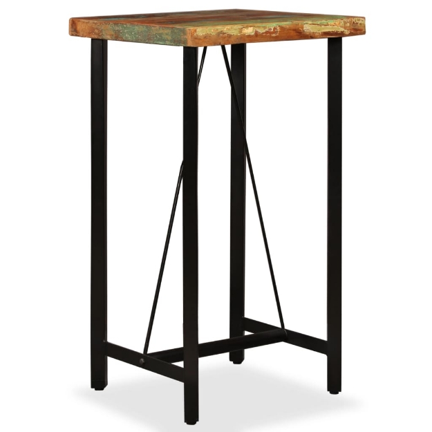 Tavolino da Bar in Legno Massello di Recupero 60x60x107 cm