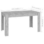 Tavolo da Pranzo Grigio Cemento 140x74,5x76cm Legno Multistrato