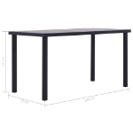 Tavolo da Pranzo Nero e Grigio Cemento 140x70x75 cm in MDF