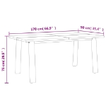 Tavolo per Sala da Pranzo in Legno Massello di Acacia 170x90 cm
