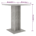 Tavolo da Bistrot Grigio Cemento 60x60x75 cm Legno Multistrato