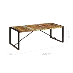 Tavolo da Pranzo 220x100x75 cm Legno Massello di Recupero