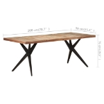 Tavolo da Pranzo 200x90x76 cm in Legno Massello di Recupero